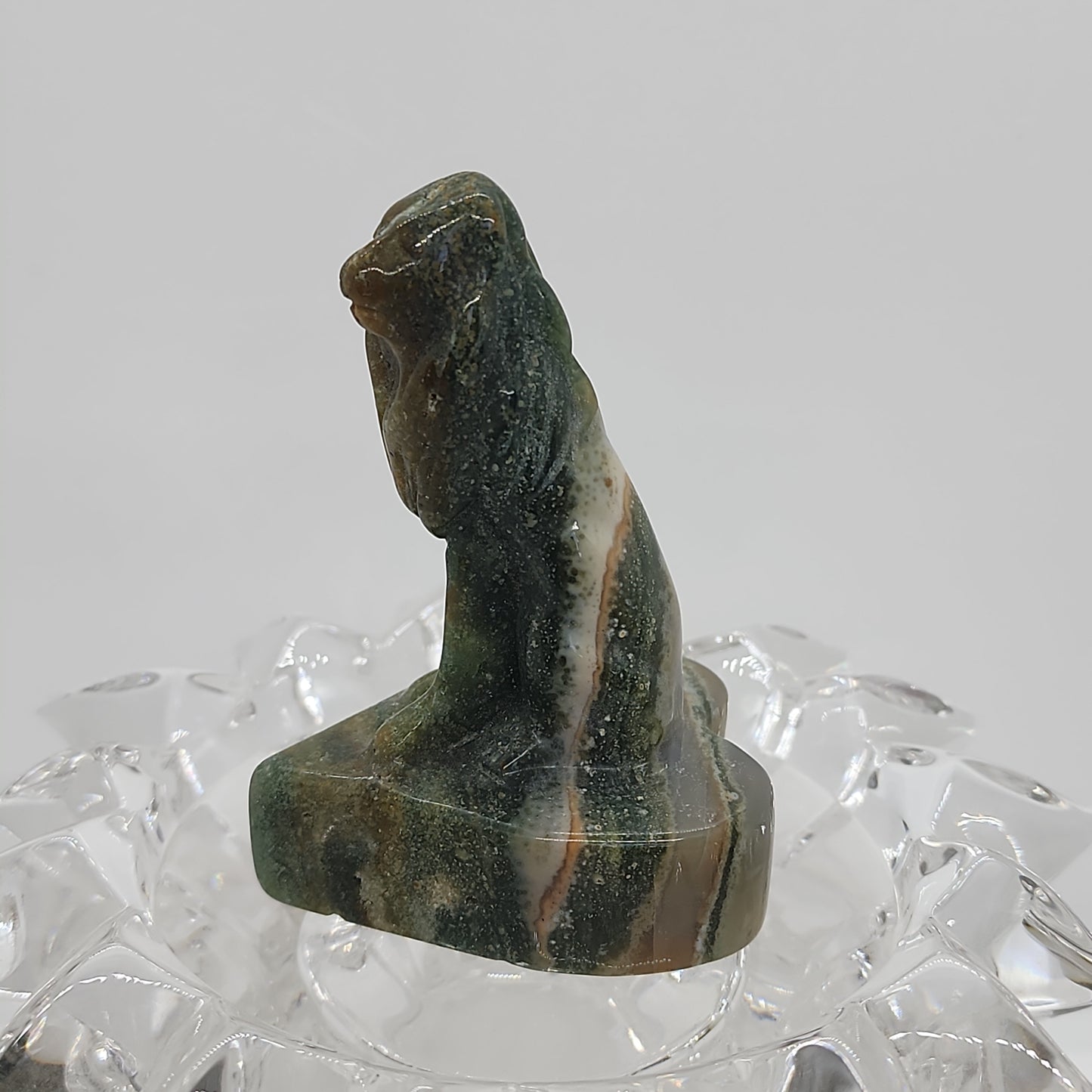 Lion sitting on heart Ocean Jasper