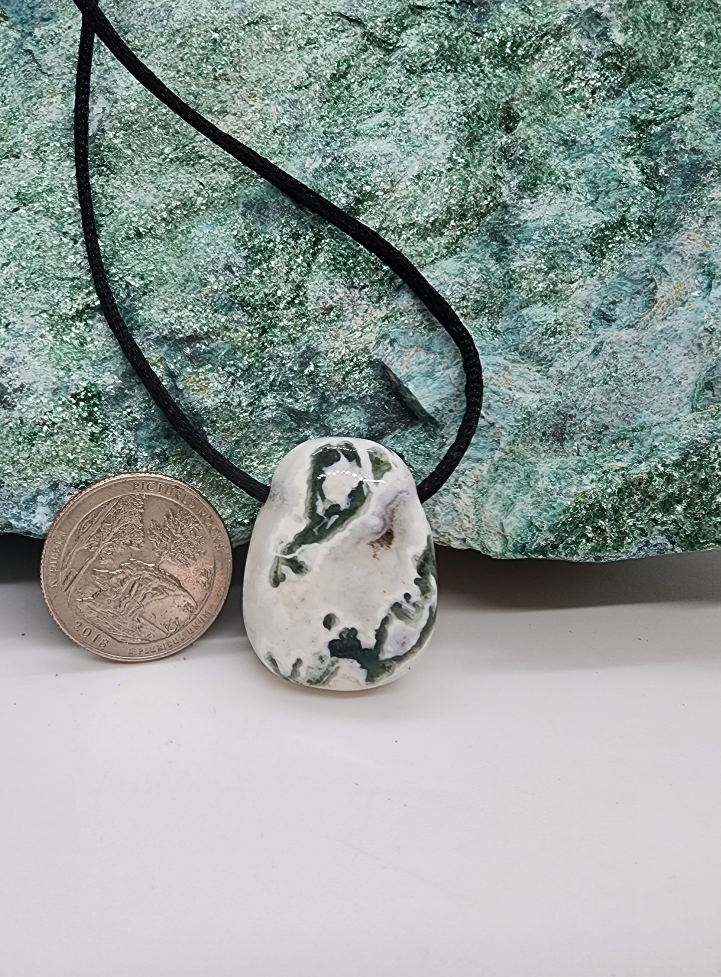 Drilled Pendant Moss Agate