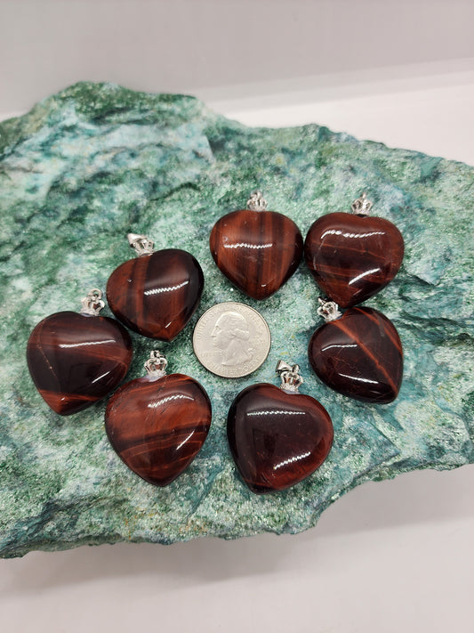 Heart Pendant Red Tiger's Eye